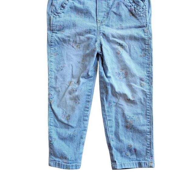 Vintage Oshkosh overalls striped floral denim kids Sz 2T - Picture 4 of 8